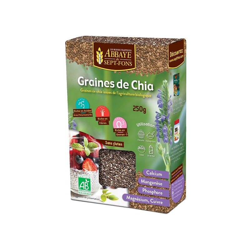 Chia bio en sac de 1 kg (graines) 4.74.7 sur 5  étoiles566.66666666666667%67%433.333333333333336%33%30%0%20%0%10%0%Voir 3  avis3 avis | 3 questions