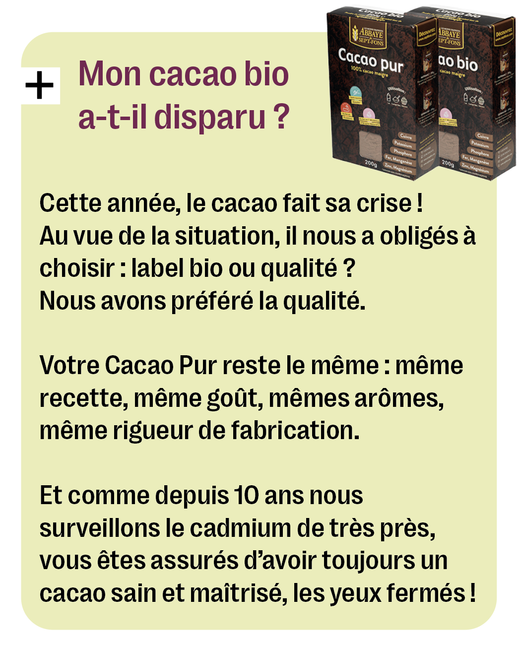 Cacao pur/ cacao bio